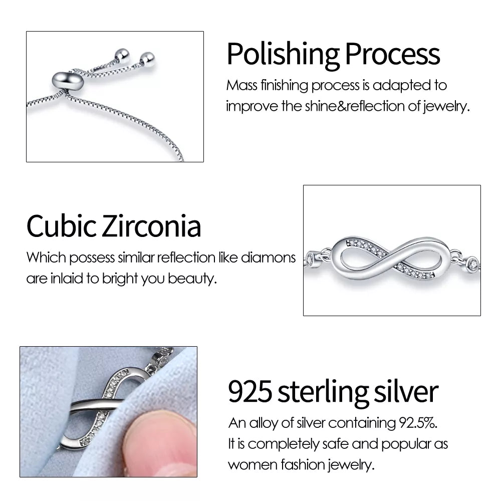 925 Sterling Silver Infinity Bracelet